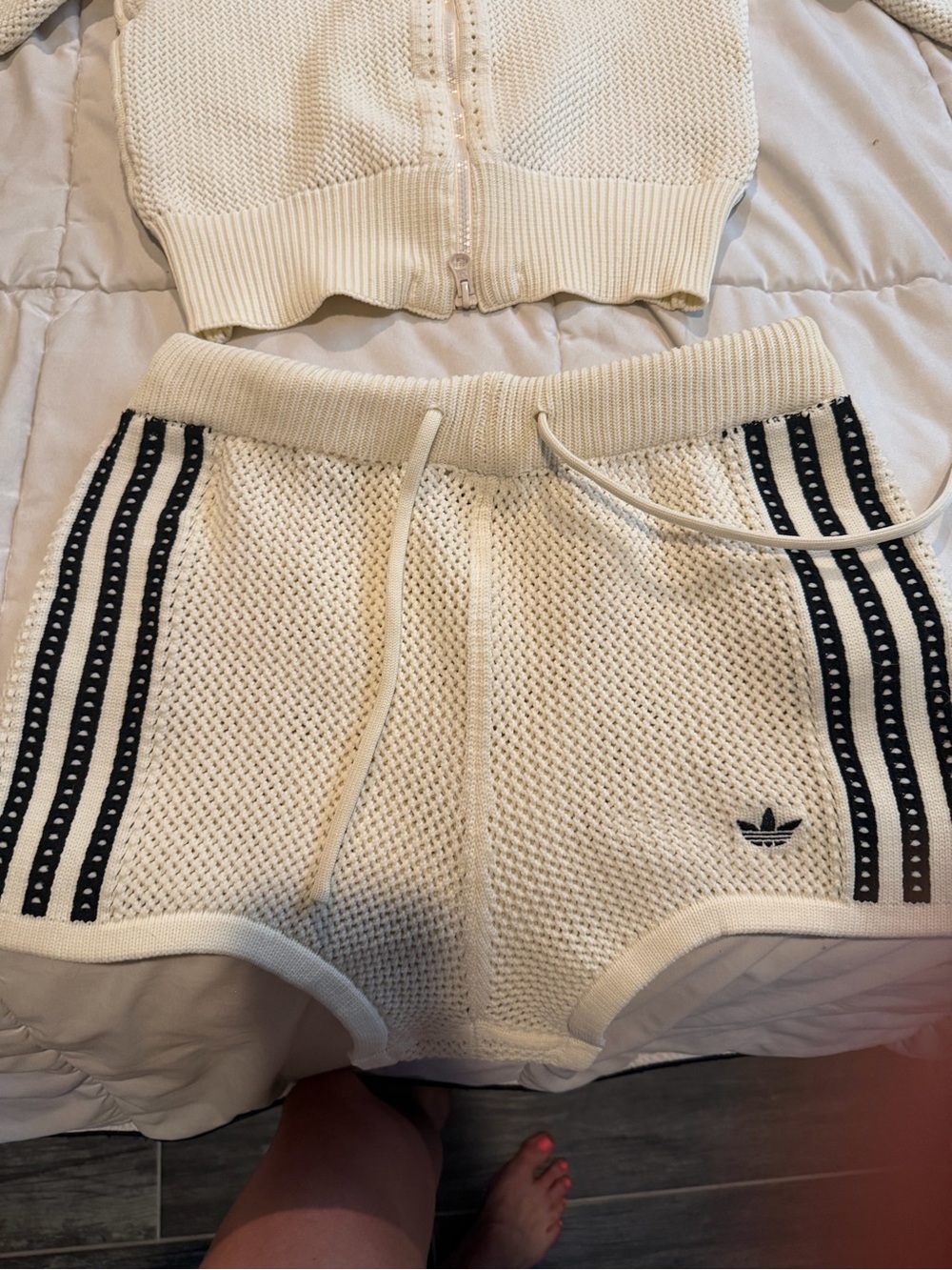 Adidas Crochet Knit Zip-Up Jacket and Shorts set - Picture 5 of 5